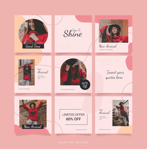 Puzzel mode vrouwen instagram-sjabloonfeed