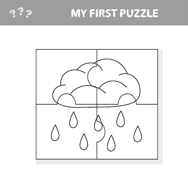 Puzzel regenwolk in cartoon-stijl onderwijsspel voor kleuters