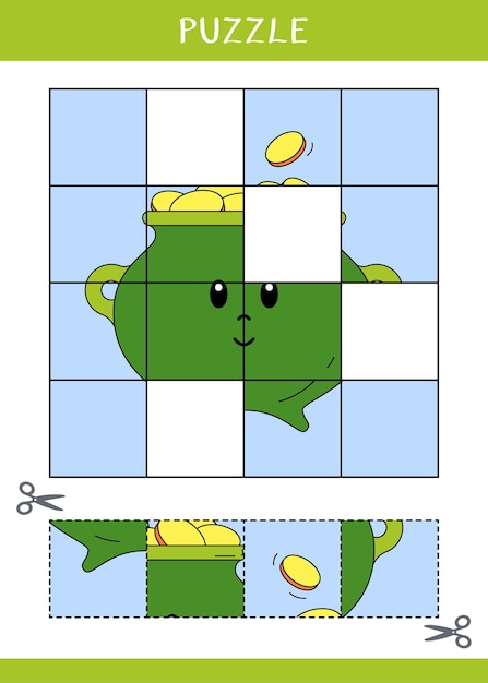 Puzzel voor kinderen Knip en lijm Vector werkblad