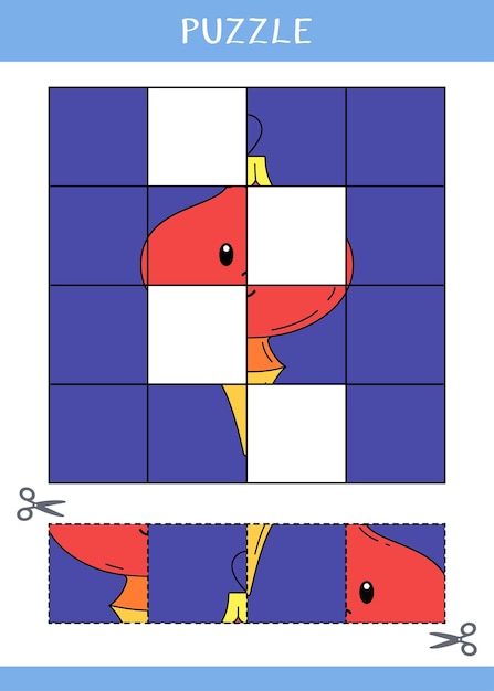 Puzzel voor kinderen Knip en lijm Vector werkblad