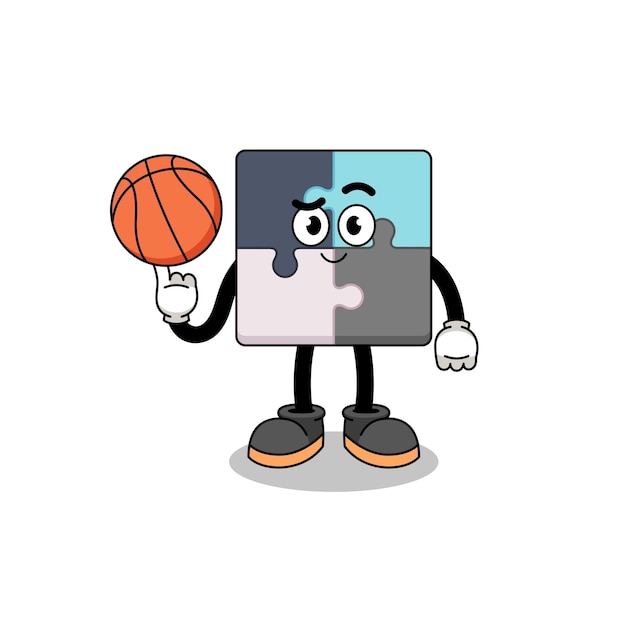 Puzzelillustratie als karakterontwerp van een basketbalspeler