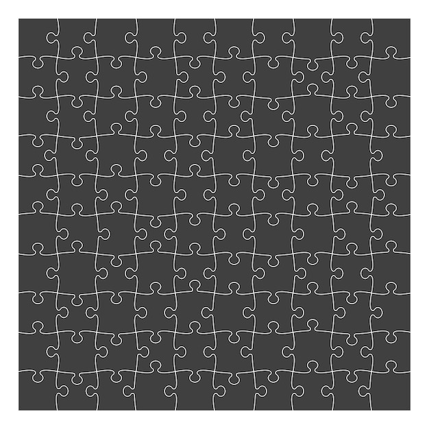 Puzzelsjabloon 10x10 stukjes zwart silhouet Vectorillustratie