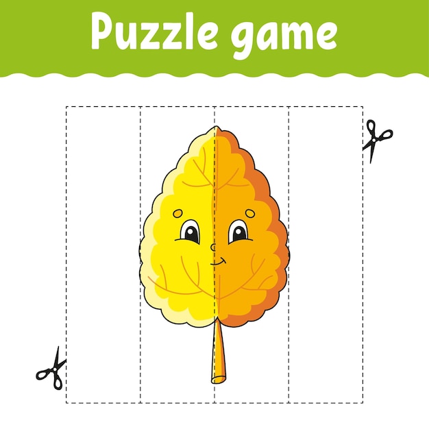 Puzzelspel voor kinderen Knipoefening Onderwijs ontwikkelen werkblad Herfstthema