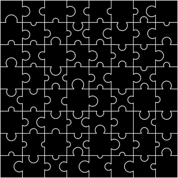 Puzzelstukken vierkante puzzel spel vector sjabloon met rechte hoeken afgerond