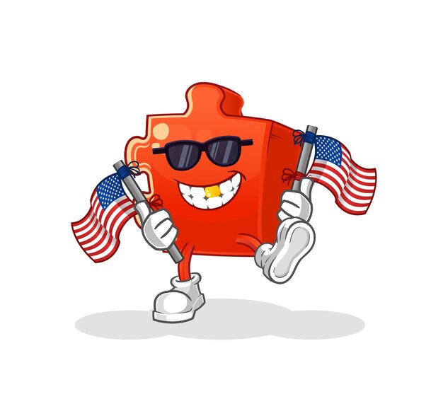 Puzzle american youth cartoon mascot vectorxA