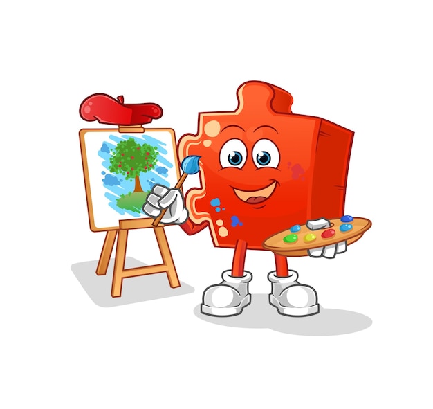 Vector puzzle artist mascot cartoon vectorxa