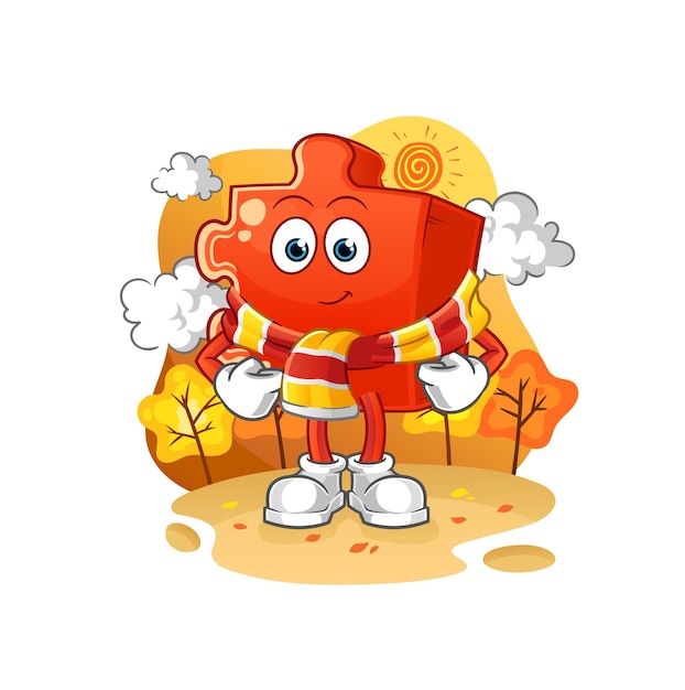 Puzzle in the autumn cartoon mascot vectorxA