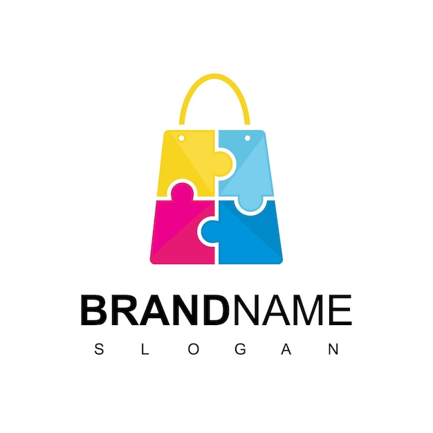 Puzzle bag for kid store logo design vector