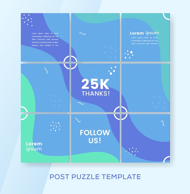 Vector puzzle banner template collection for instagram feed post