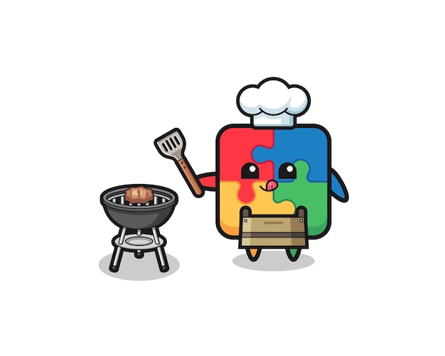 Puzzle barbeque chef with a grill