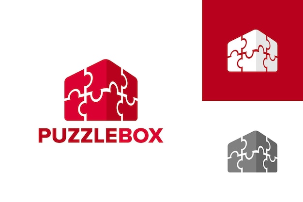 Puzzle box logo template design vector, emblem, design concept, creative symbol, icon