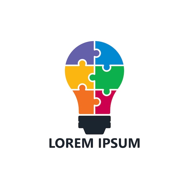 Вектор дизайна логотипа лампочки головоломки