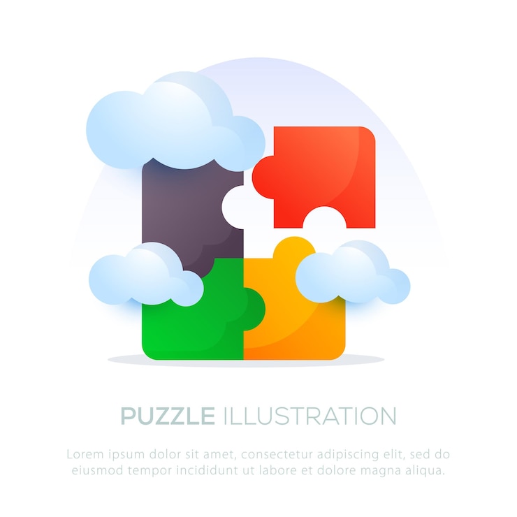 Vector puzzle business illustration design for mobile app or website design