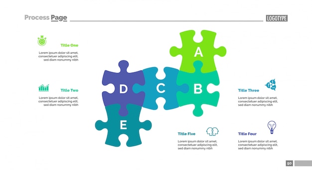 Puzzle Chart with Five Elements Template