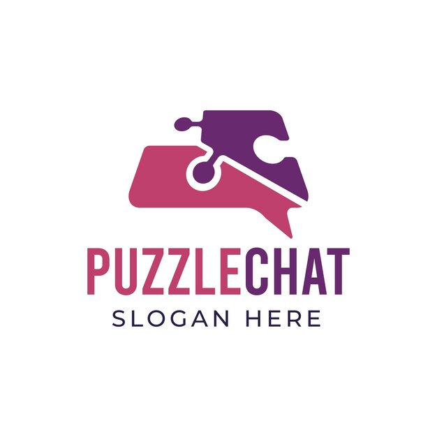 Vector puzzle chat logo sjabloon illustratie chat bubble en puzzel icoon