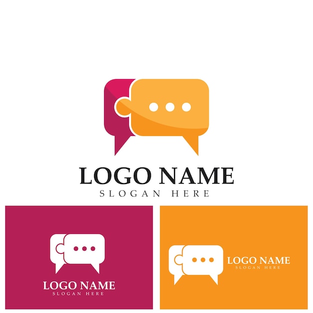 Puzzle chat logo template illustration