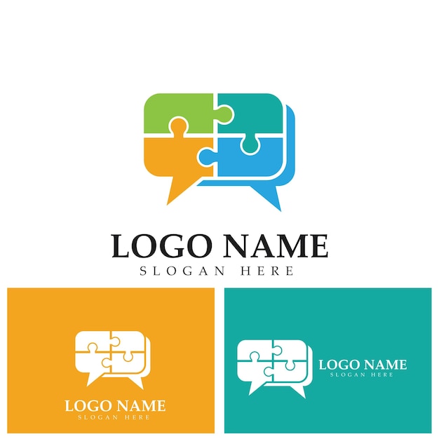 Puzzle chat logo template illustration