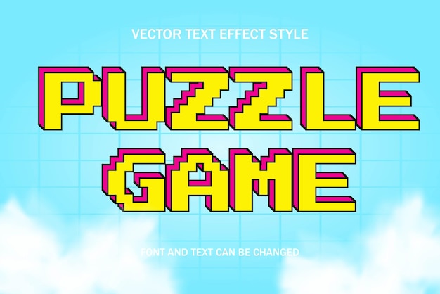 Vettore puzzle craft game isometric typography lettering editable text effect font style template background