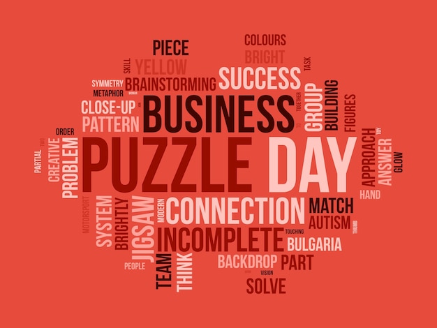 Puzzle Day world cloud background Activities awareness Vector illustration design concept