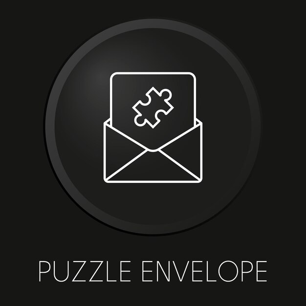 Puzzle envelope minimal vector line icon on 3D button isolated on black background Premium Vector