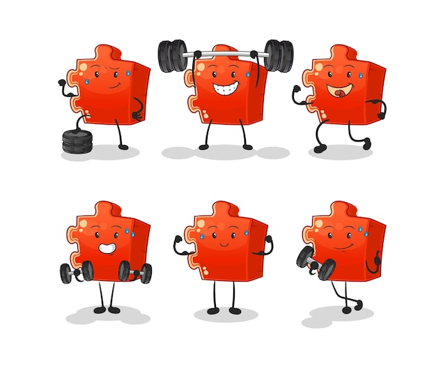 Puzzle exercise set character cartoon mascot vector