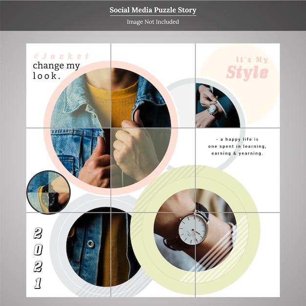 Vector puzzle fashion sale social media post story template