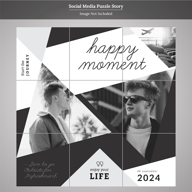 Vector puzzle fashion social media story template