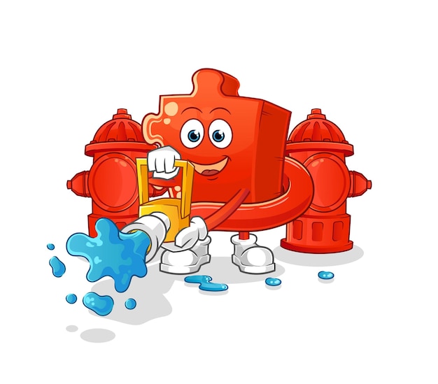 Puzzle firefighter vector cartoon characterxA