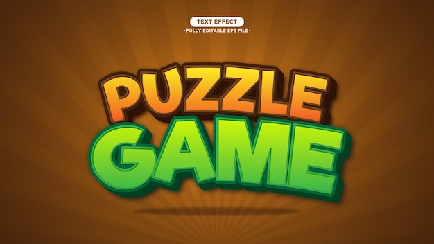 Игра-головоломка 3D-анимация Векторный текстовый эффект