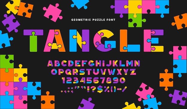 Puzzle game font quiz type jigsaw typeface