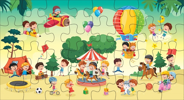 Puzzle game illustration for children