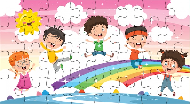 Puzzle game illustration for children
