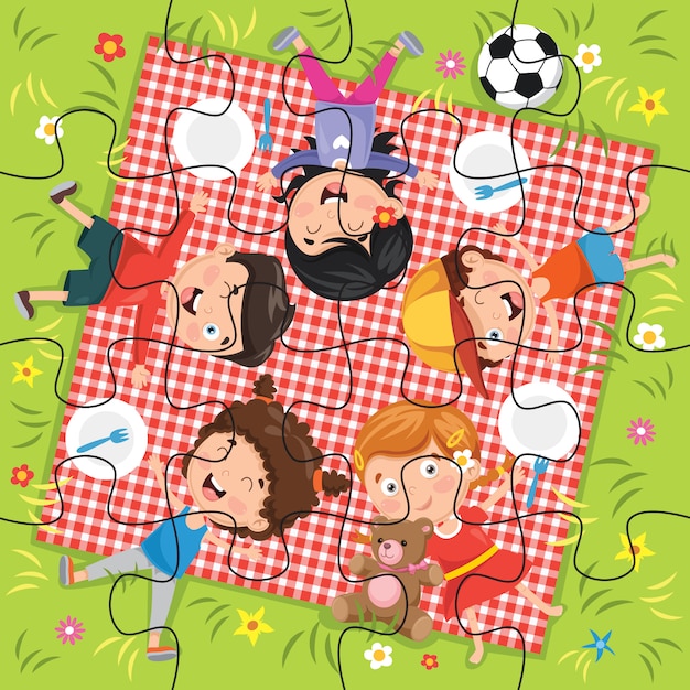 Vettore illustrazione del gioco di puzzle per bambini