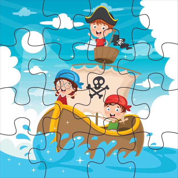 Puzzle game illustration for children