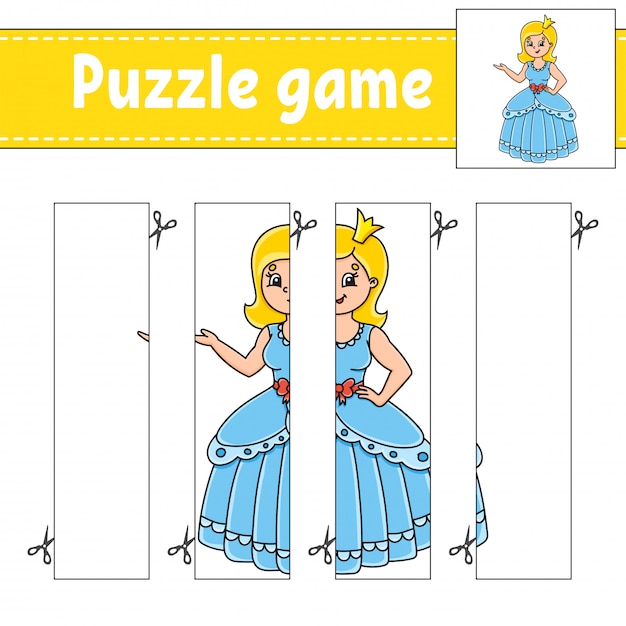 Puzzle game for kids. cutting practice. education developing worksheet.