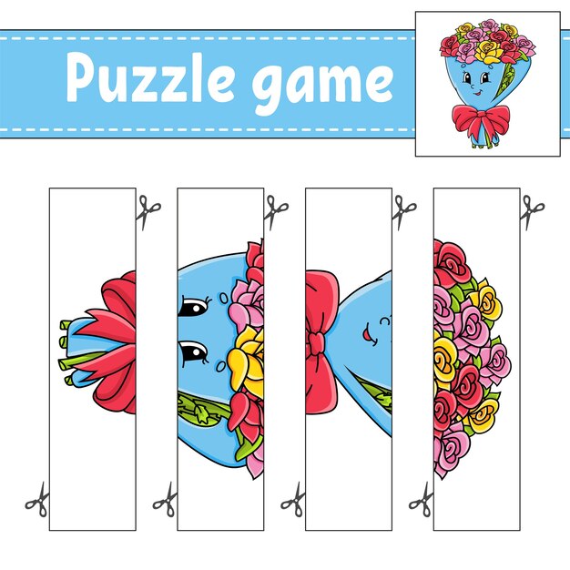 Gioco di puzzle per bambini. pratica di taglio. foglio di lavoro per lo sviluppo dell'istruzione.