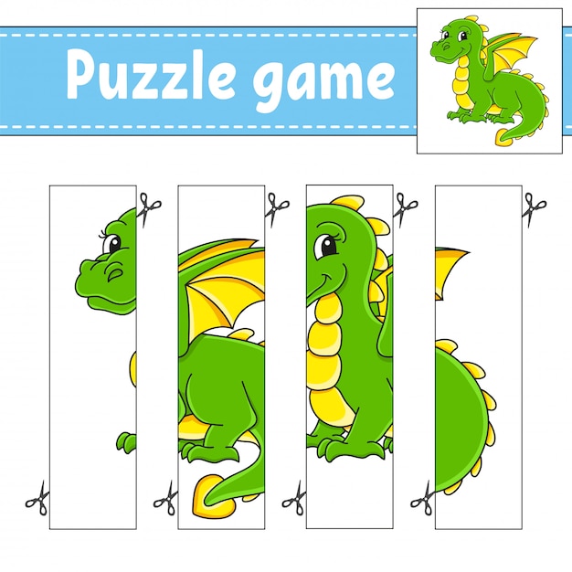 Gioco di puzzle per bambini. pratica di taglio.