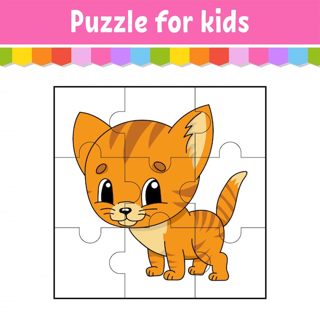 Vector puzzle game for kids. jigsaw pieces. color worksheet.