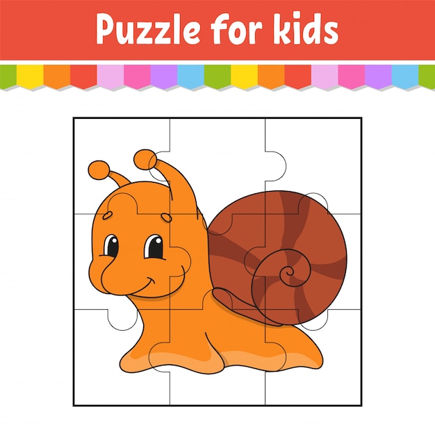 Puzzle game for kids. Jigsaw pieces. Color worksheet.