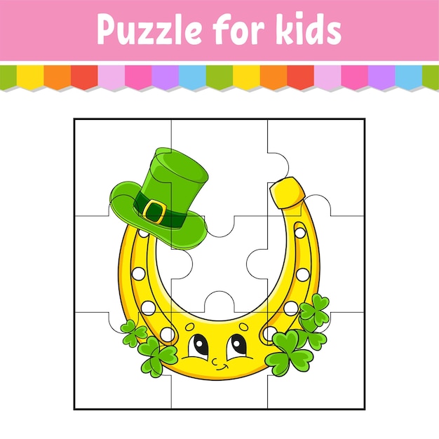 Vector puzzle game for kids. jigsaw pieces.