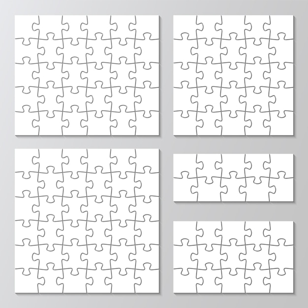 パズルグリッド コレクション 5 パズル インフォグラフィックス セット ジグソー ビジネス チェーン インフグラフィック
