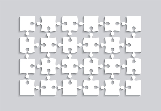 Puzzle grid from 20 pieces Jigsaw scheme Vector illustration