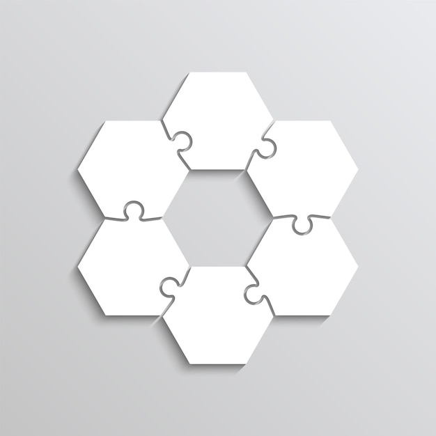 퍼즐 육각형 격자 직소 조각 레이아웃 6가지 세부 정보가 포함된 생각하는 모자이크 게임