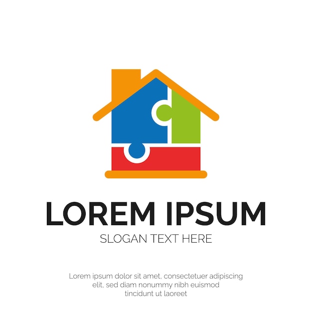 Puzzle Home and Colorful Logo Design