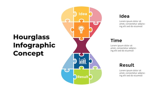 Puzzle a clessidra infografica creative time illustration