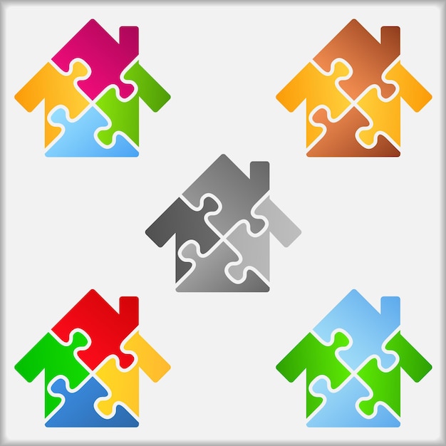 Vector puzzle house