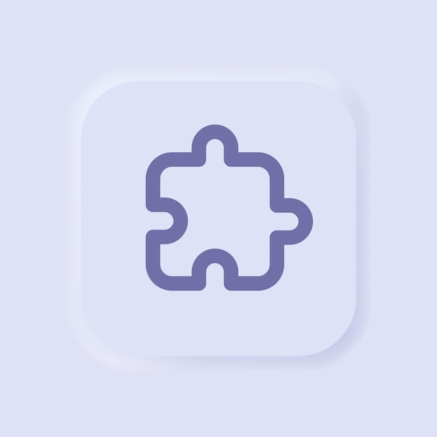 Puzzle icon in neumorphism style Vector illustration