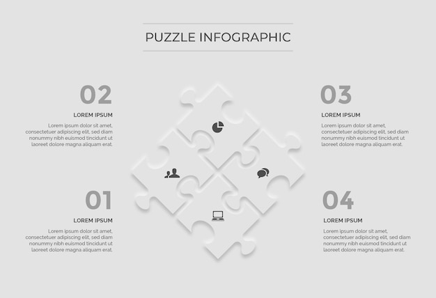 Vettore infografica puzzle con 4 pezzi di puzzle