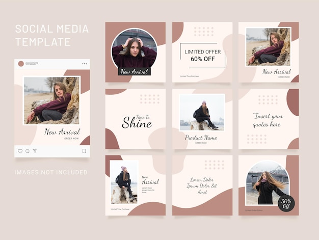 Vector puzzle instagram template social media fashion women post