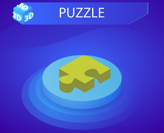 Puzzle isometric design icon vector web illustration 3d colorful concept